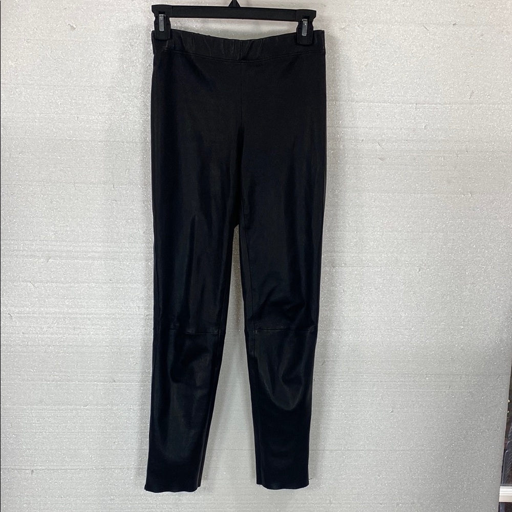 $995 JOSEPH black leather legging pants size 38